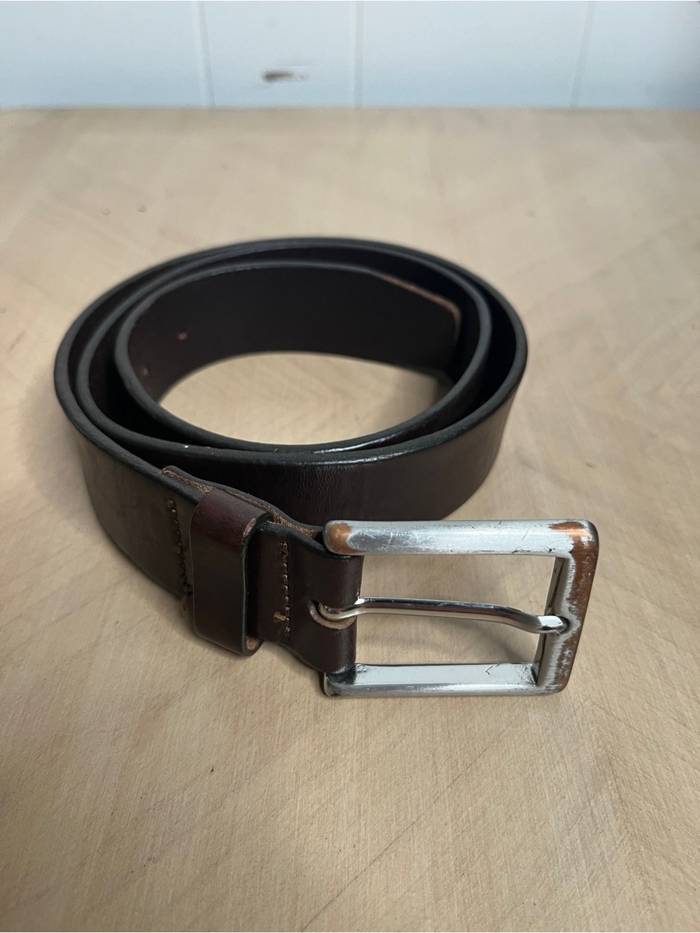 Banana Republic Genuine Italian Leather Brown Leather Belt Silver Buckle 34